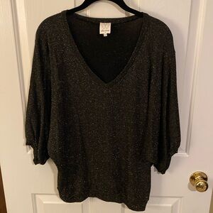 Ella Moss Medium gold and blacks lightweight blouse. NWOT. Holiday ready!